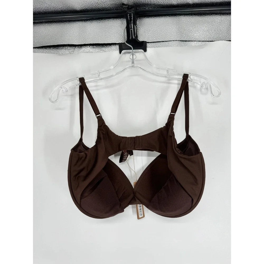 SKIMS Customized Push Up Plunge Bra Womens 36DD Cocoa Brown Padded Underwired